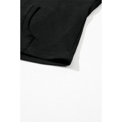 Black Solid Kangaroo Pocket Half Zipper Oversized Hoodie