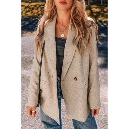 Oatmeal Single Breasted Elegant Suit Jacket