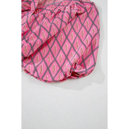 Pink Paisley Geometric Print V Neck High Waist Romper