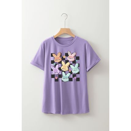 Wisteria Bunny Bible Verses Checkered Print Easter T Shirt
