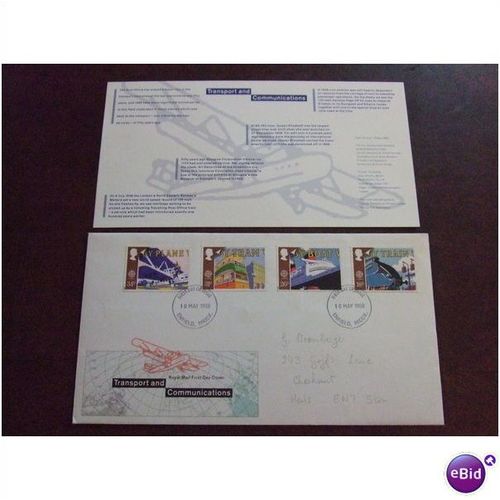1988 GB Transport and Communications stamps Royal Mail First Day Cover Enfield