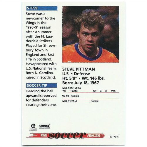 1991 Soccer Shots MSL - #005 - Steve Pittman