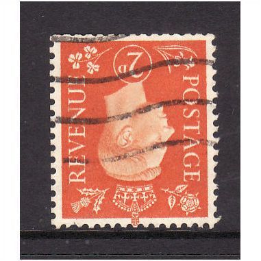 GREAT BRITAIN 1937 SG465i 2d ORANGE WMK INVERTED FINE USED #4