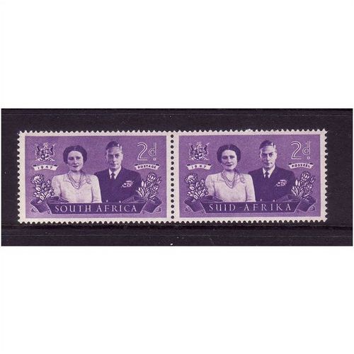 SOUTH AFRICA 1947 ROYAL VISIT 2d VIOLET HORZ PAIR SG 112 U/M MINT