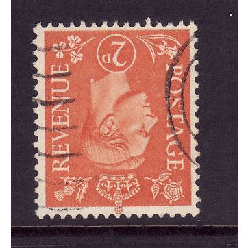 GREAT BRITAIN 1941 SG 488i 2d PALE ORANGE WMK INVERTED FINE USED#3