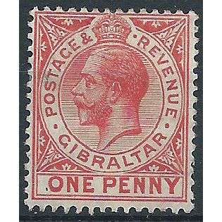 Gibraltar 1912 SG77 1d Carmine-Red Mounted Mint.. .