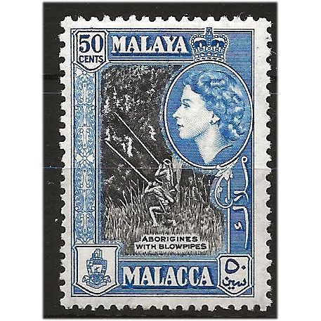 Malacca 1957 SG46 50c Black & Blue Mounted Mint . ..