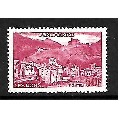 ANDORRA FRENCH 1955 LES BONS VILLAGE 50F CARMINE SG F159 M / MINT