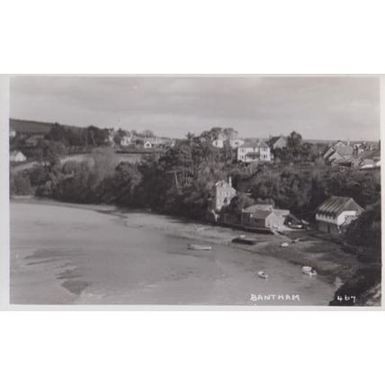 Rowing Boats at Bantham Village Devon Vintage Real Photo Postcard
