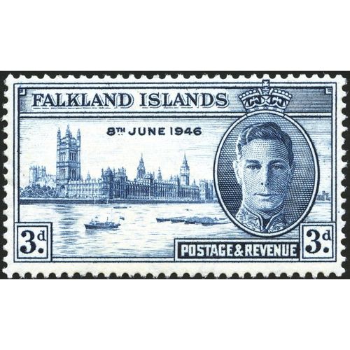 Falkland KGVI 1946 Victory Peace 3d Blue Unmounted Mint NHM SG 165 Sc 98 stamp