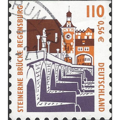 GERMANY, Stone bridge, Regensburg, orange 2001, 110pf €0.56, #6