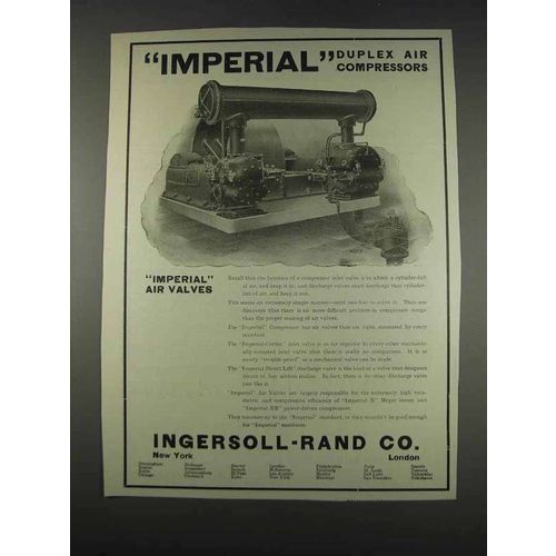 1911 Ingersoll-Rand Imperial Duplex Air Compressors Ad