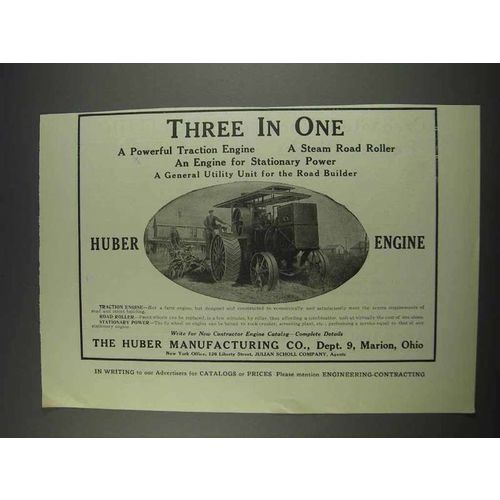 1911 Huber Engine Ad - Three In One