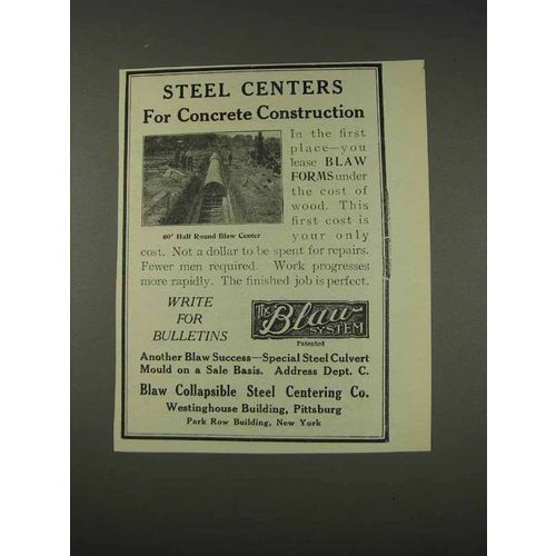 1910 Blaw Collapsible Steel Centering Co. Ad