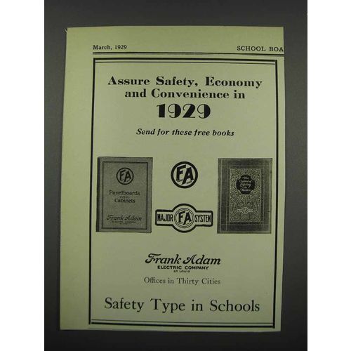 1929 Frank Adam Electric Company Ad - Assure Safety