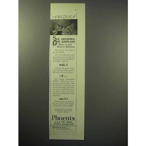 1929 Phoenix Arizona Tourism Ad - See by Airplane