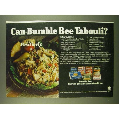 1983 Bumble Bee Seafood Ad - recipe for Tuna Tabouli