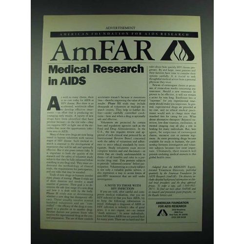 1988 American Foundation for Aids Research Ad