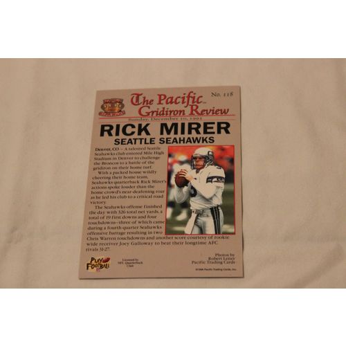 Rick Mirer 1996 Pacific Gridiron ELECTRIC BLUE NO. 118