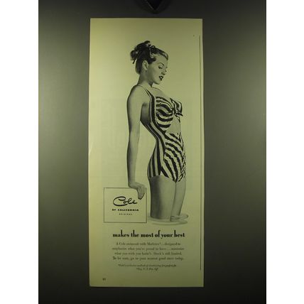 1947 Cole of California Swimsuit Ad - Makes the most of your best