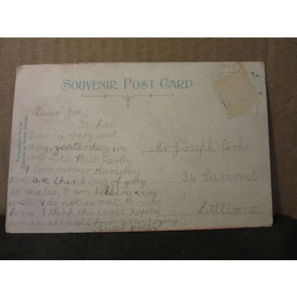 SEASIDE SPOONERS, WET DAY? used antique postcard by Valentine & Sons