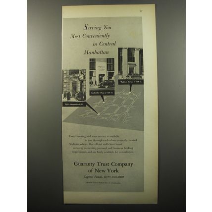 1950 Guaranty Trust Company of New York Advertisement - Serving you conveniently