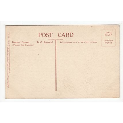 Dante's Dream D G Rossetti Art Postcard Woodbury Series 254