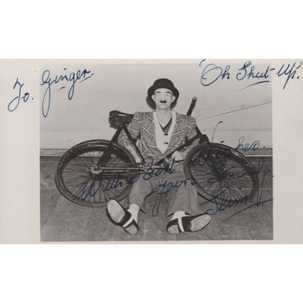 Charlie Chaplin Lookalike Old Theatre Comedian Bicycle Signed Photo