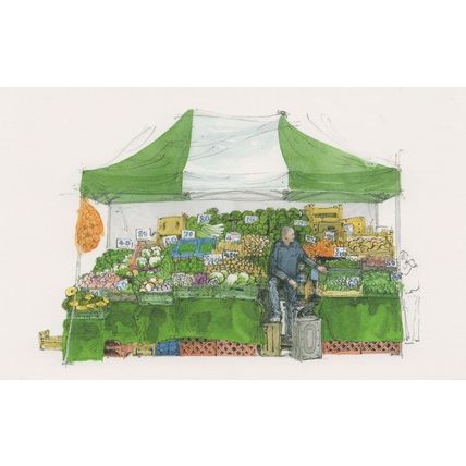 Vegetable Stall Inverness London Street Market Painting Postcard