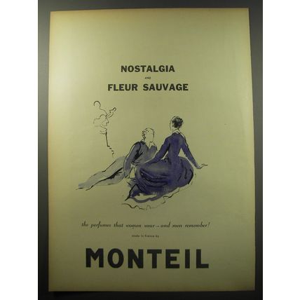 1955 Monteil Nostalgia and Fleur Sauvage Perfume Advertisement