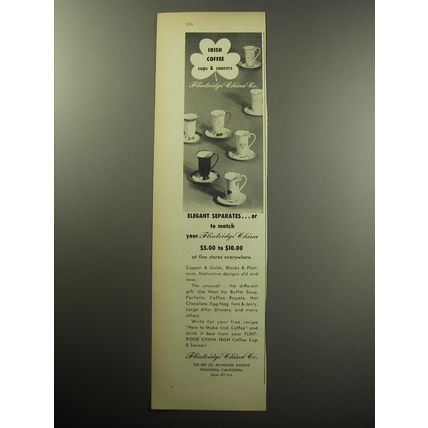 1957 Flintridge China Ad - Irish Coffee cups & saucers