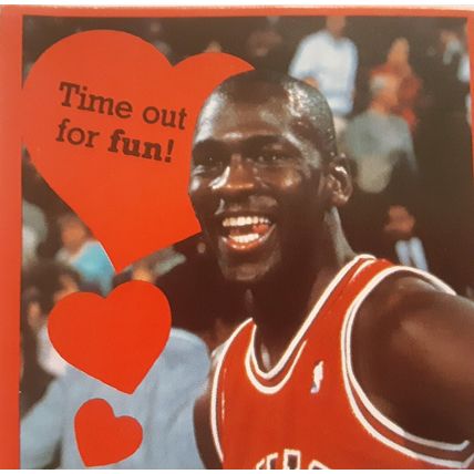 Vintage Michael Jordan Small Valentine Card NBA Chicago Bulls "Time Out For Fun"