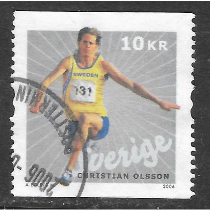 SWEDEN 2006 10Kr SPORTS CHRISTIAN OLSSON TRIPLE JUMPER HIGH GOLD MEDAL USED COIL