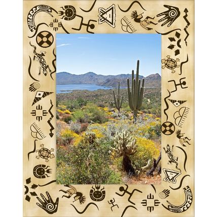 Southwestern Style Laser Engraved Wood Picture Frame Portrait (8 x 10)