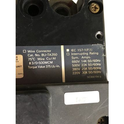 FUJI BU-JSA,FUJI BU-JSA3225 CIRCUIT BREAKER, 225 A, 3-POLE, 480 VAC,TC