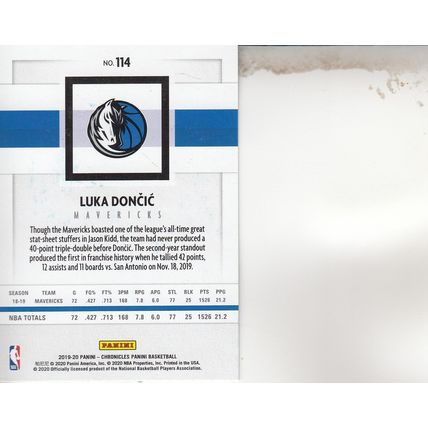 LUKA DONCIC 2020 AUTOGRAPHED DALLAS MAVERICKS ALL-PRO SUPERSTAR GUARD CARD