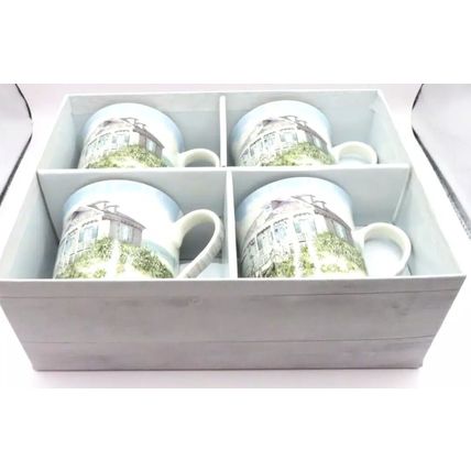 Sea Breeze Mugs Ceramic Fine China Set of 4 in a Gift Box 9 CM Gift Tableware