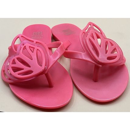 MEL DREAMED BY MELISSA Sandals Butterfly Wing Girls US Size 13 Slip-ons Hot Pink