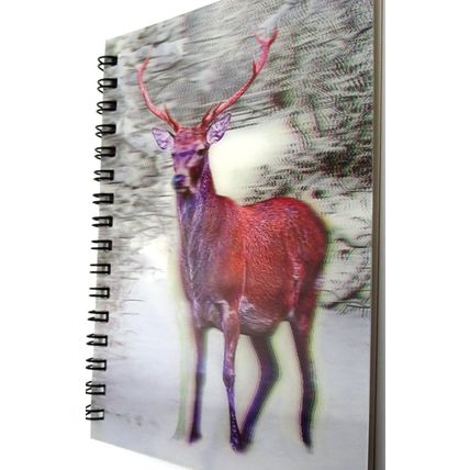 Stag in snow 3D image on the cover of a pocket Notebook