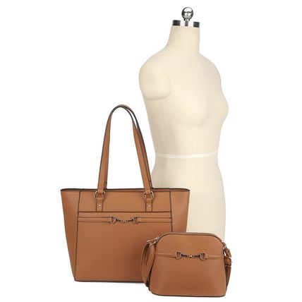 New 2in1 Smooth Matching Shoulder Tote Bag With Crossbody Set