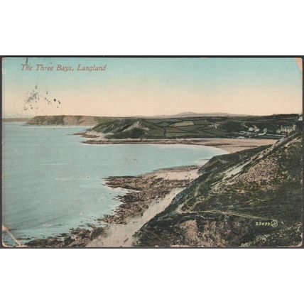 The Three Bays, Langland, Glamorgan, 1913 - Valentine's Postcard