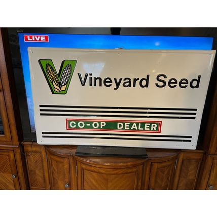 Embossed Vineyard Co-Op Dealer sign marked Grace Comm. Inc. Earth City 2-(9)6 DL