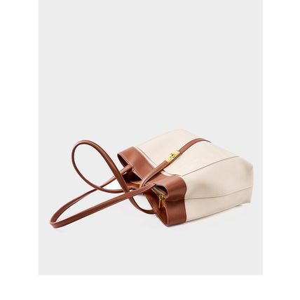Genuine Leather Women Tote Bags Brown