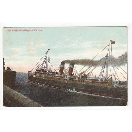 Isle of Man Steam Ship Manman or Manxman at Heysham Harbour Postcard Lancashire