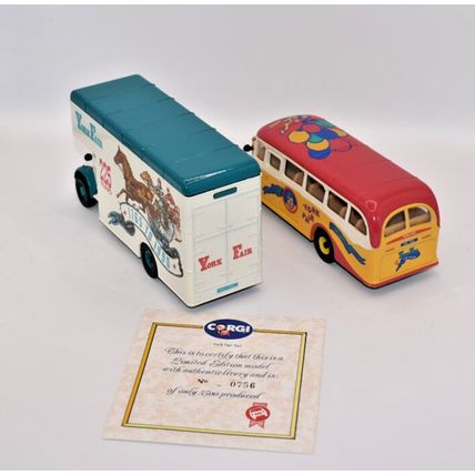 Corgi 1/50 Truck Coach Set Corgi York Fair Set 225 Years - Bedford OB & Pantech