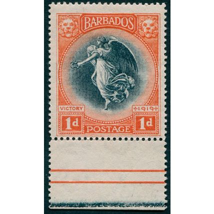 Barbados 1921 1d black & vermilion SG212 unused