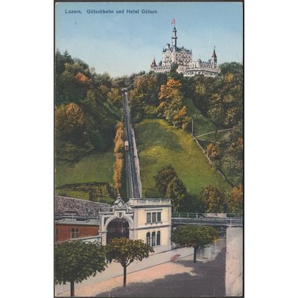 Gütschbahn und Hotel Gütsch, Luzern, c.1920 - Goetz AK
