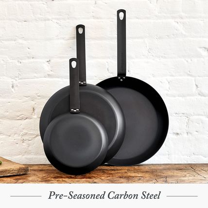 Merten & Storck 10” Carbon Steel Skillet, Pre-Seasoned Frying Pan for Induction,