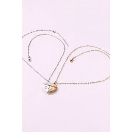 White 2pcs Mother & Daughter Magnetic Heart Necklace