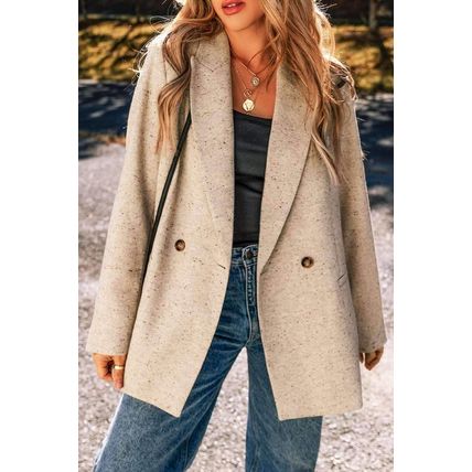 Oatmeal Single Breasted Elegant Suit Jacket